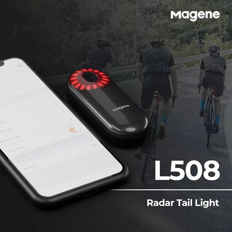 Magene Radar Tail Light L508 Radar veicular +Lâmpada LED com sensor de freio traseiro à prova d'água c/ carregamento USB