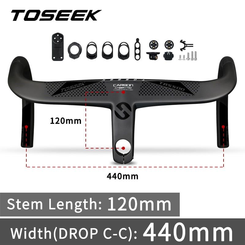 Guidão Integrado de carbono NEW TOSEEK TR5500 para SPEED