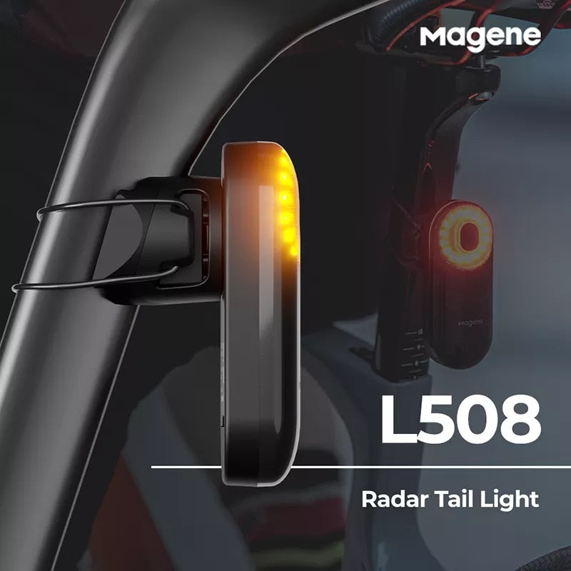 Magene Radar Tail Light L508 Radar veicular +Lâmpada LED com sensor de freio traseiro à prova d'água c/ carregamento USB