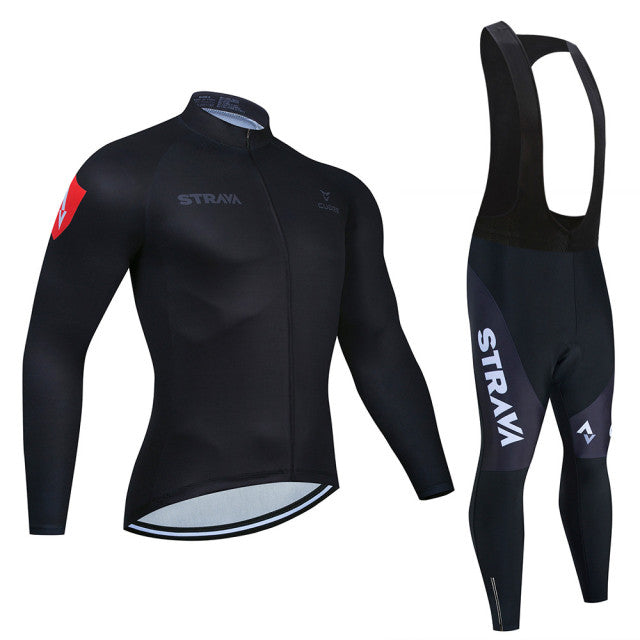 Conjunto longo de ciclismo STRAVA (Calça + Camisa manga longa) para MTB/SPEED com GEL 20D