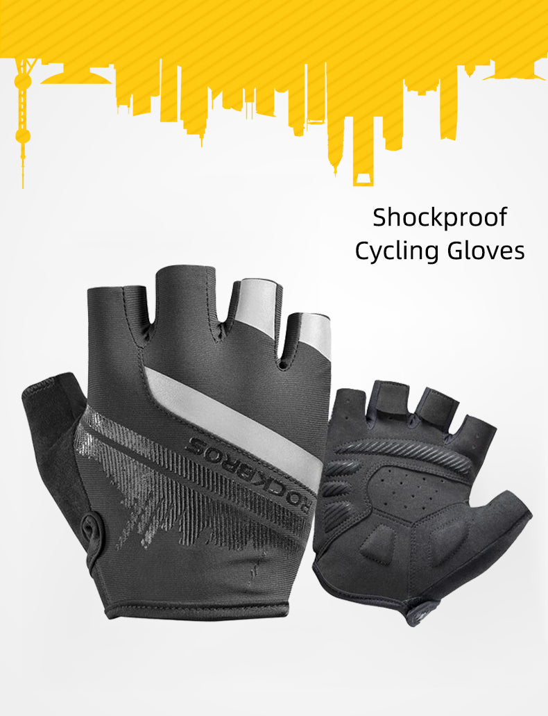 Luvas de ciclismo ROCKBROS meio dedo à prova de choque, resistente ao desgaste e respirável. Unisex