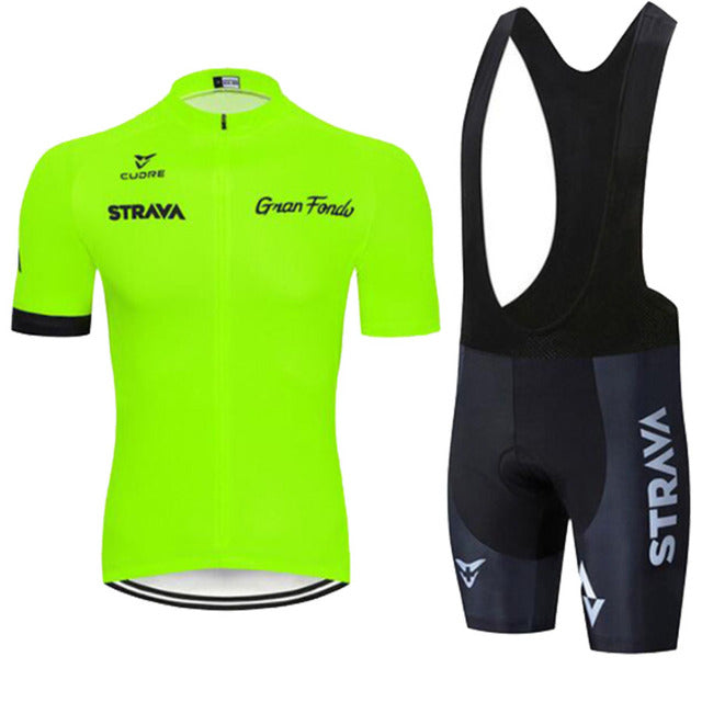 Conjunto de ciclismo STRAVA (Bretelle + Camisa) para MTB/SPEED com GEL 20D